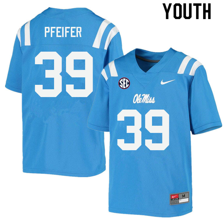 Youth #39 Joshua Pfeifer Ole Miss Rebels College Football Jerseys Sale-Power Blue